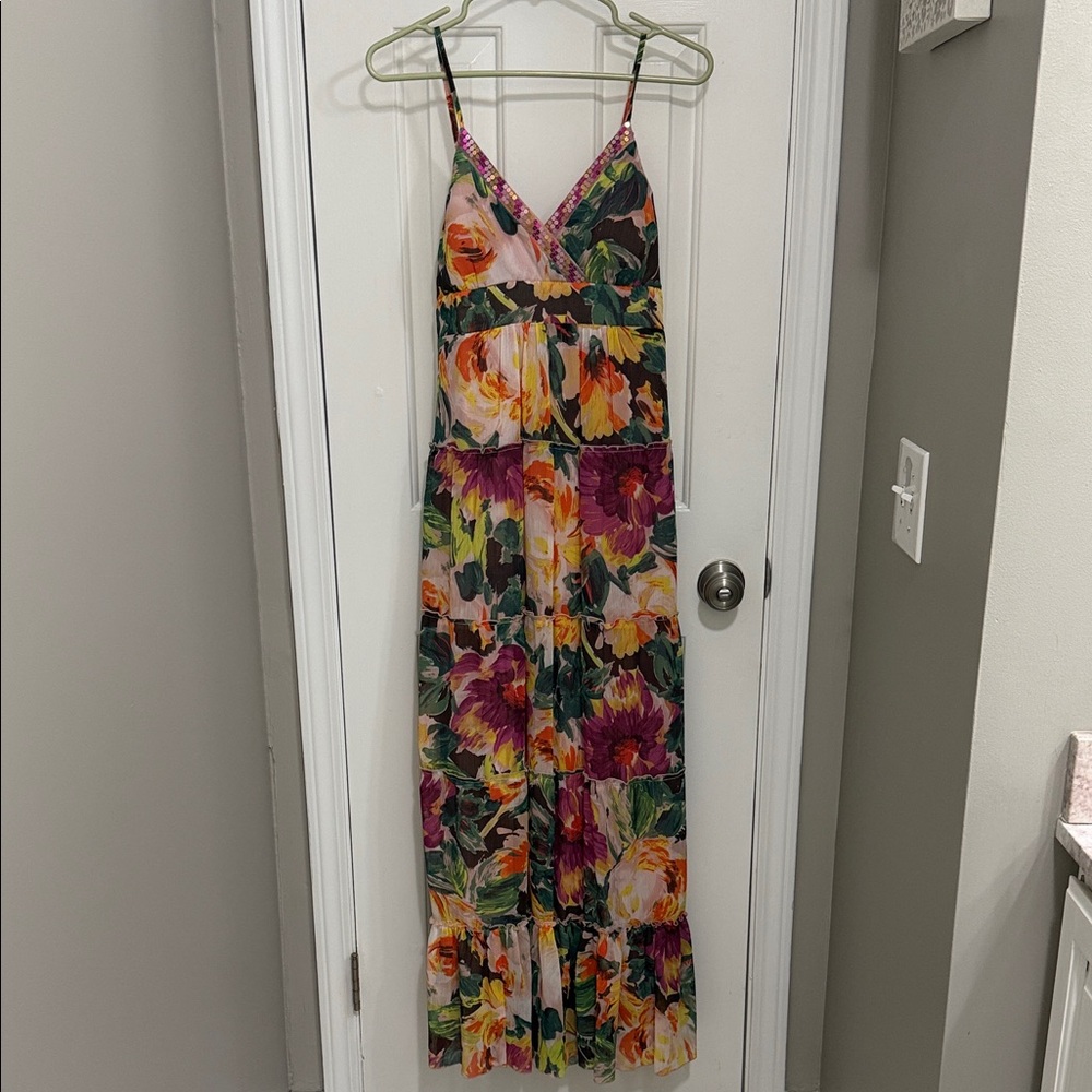 Candie's Floral Maxi Dress in Purple, Yellow, Green, Pink